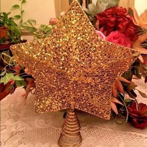 Gold Sparkly Star Christmas Tree Topper